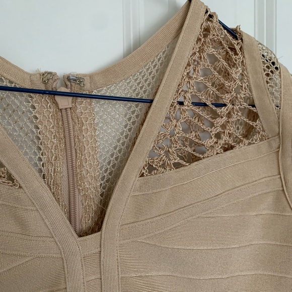 Gold Label couture beige bodycon cutout dress size Medium - Picture 3 of 10